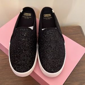 NEW Kate Spade ♠️ x Keds Double Deck Mule in Black Glitter Size 9.5